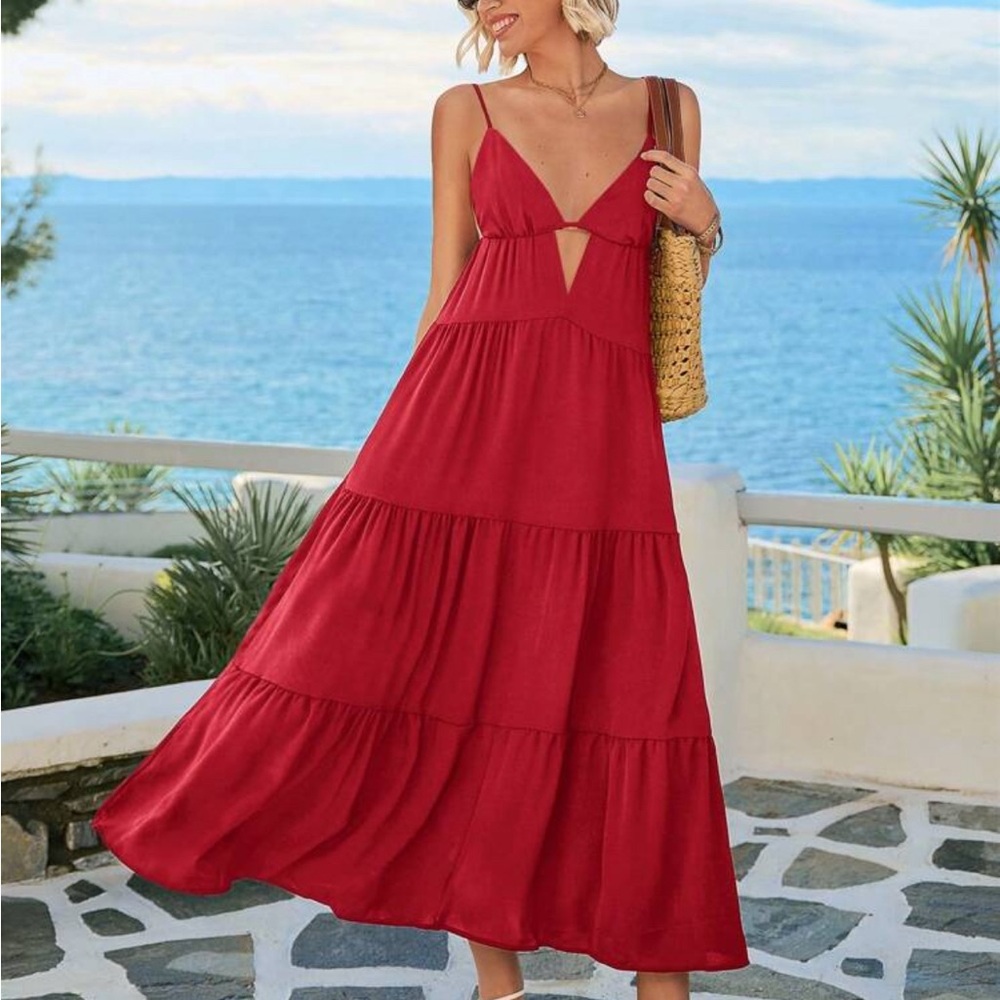 SHEIN Vibrant Red Maxi Dress